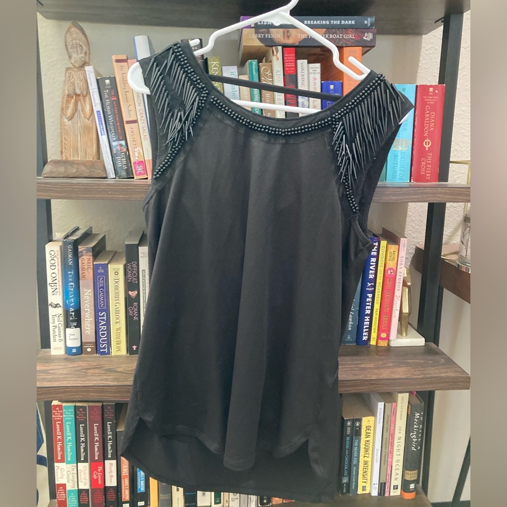 Elegant Black Beaded Spike Women's Top